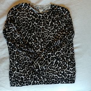 JCrew cotton Teddie sweater on animal print